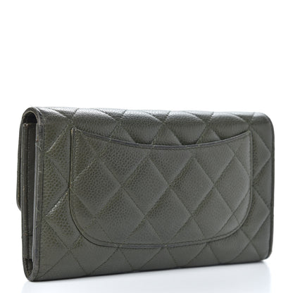 Chanel Caviar Quilted Large Flap Wallet Dark Green 3 of 17
