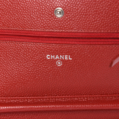 Chanel Caviar Quilted Wallet on Chain WOC Red 6 of 13