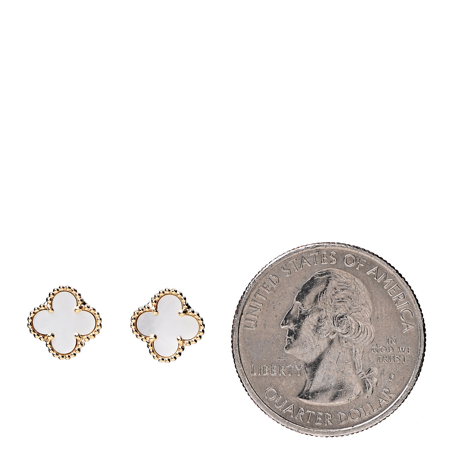 Van Cleef & Arpels 18K Yellow Gold Mother of Pearl Sweet Alhambra Earrings 2 of 5
