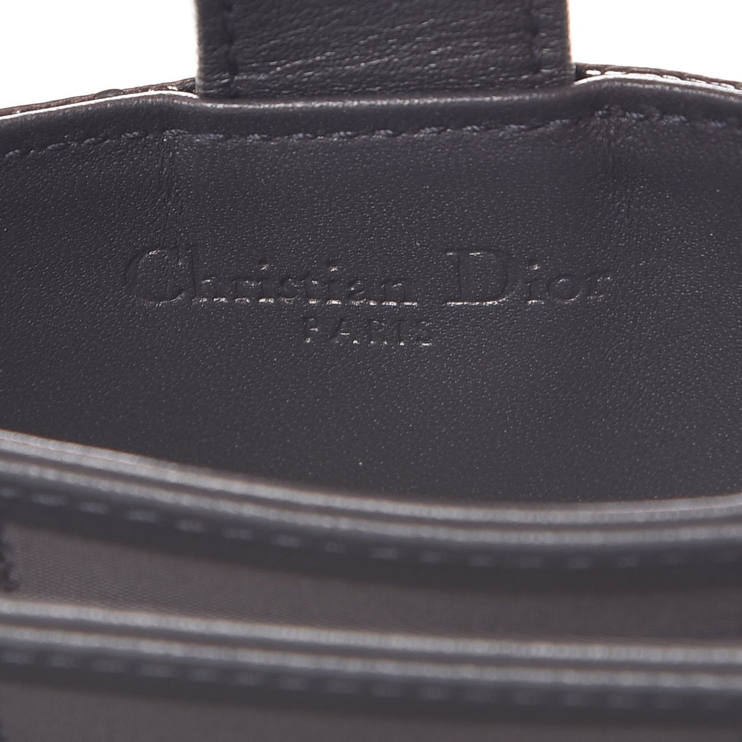 Metallic Patent Micro-Cannage Lady Dior 5-Gusset Card Holder Onyx Black