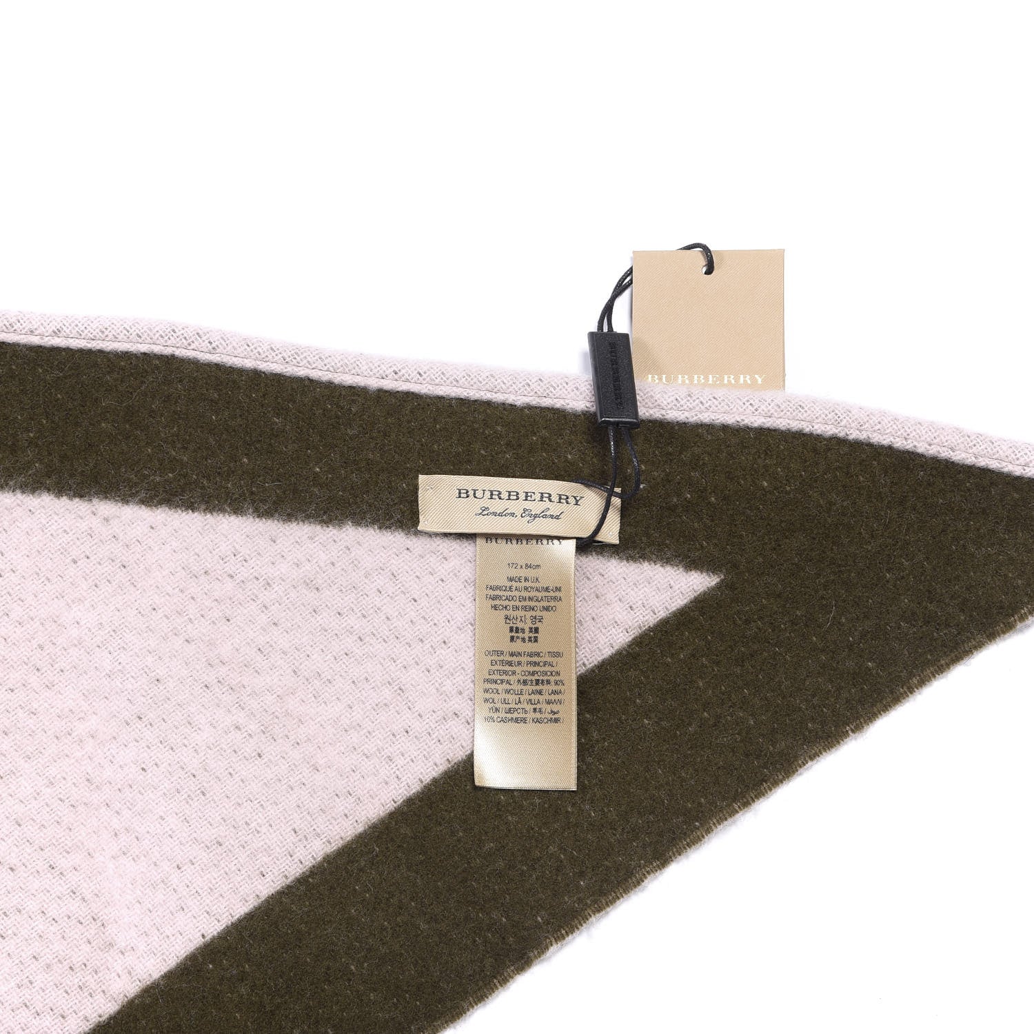Burberry Cashmere Wool Graphic Crest Bandana Scarf Chalk Pink 2 of 3