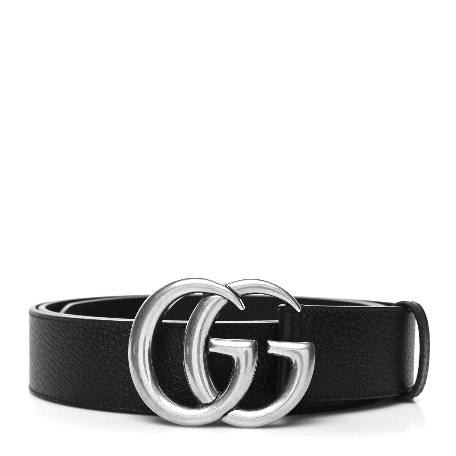 Gucci Textured Dollar Calfskin Nickel Double G 40mm Belt 90 36 Black 1 of 5