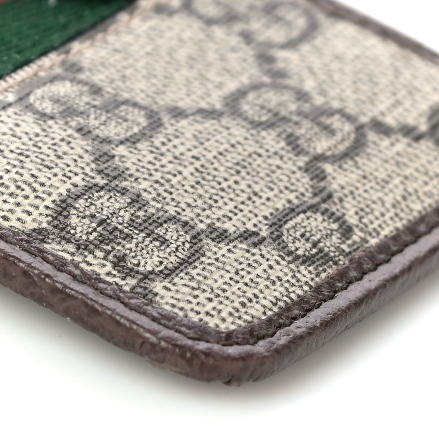 GG Supreme Monogram Web Ophidia Zip Card Case Brown