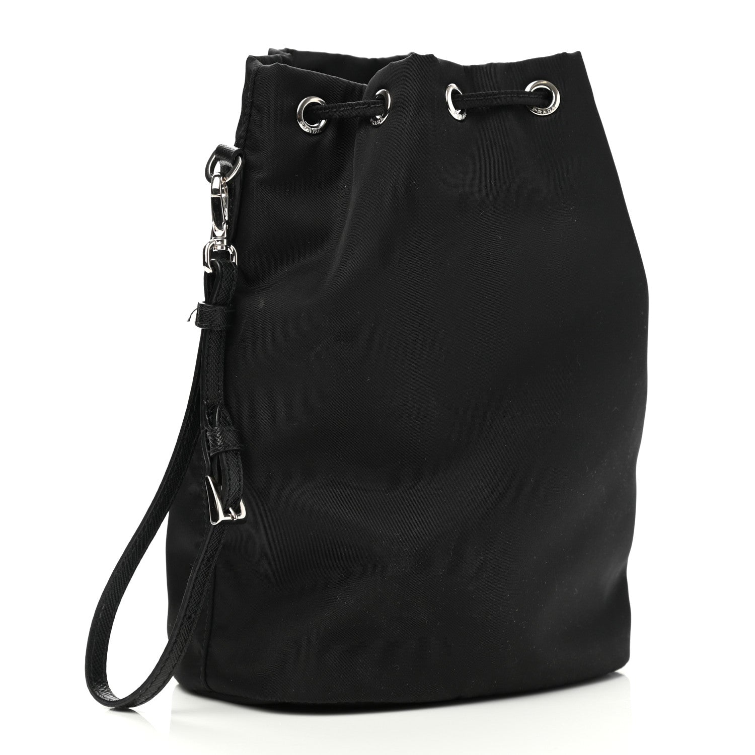 Prada Saffiano Tessuto Nylon Vela Bucket Wristlet Black 3 of 9
