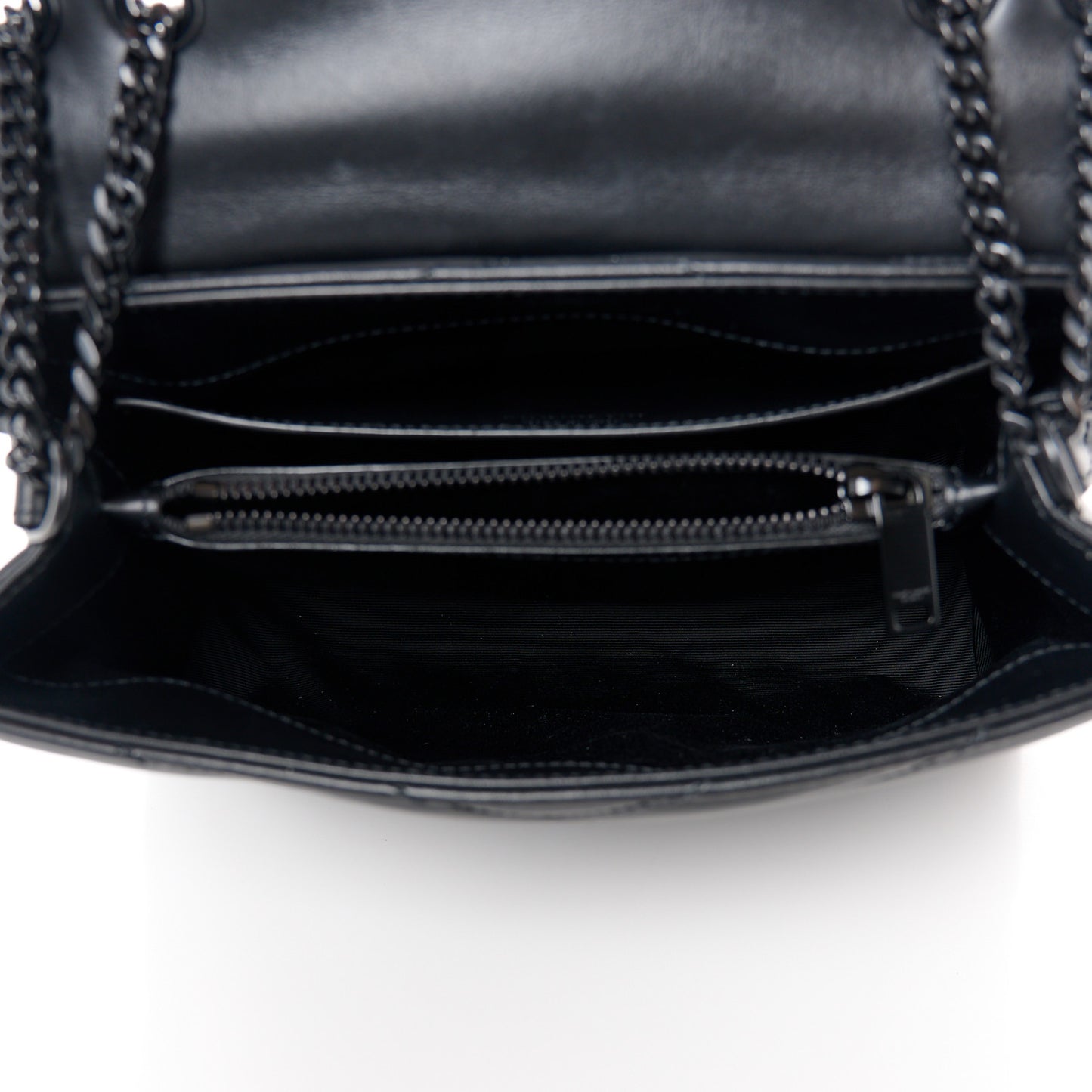 Calfskin Y Quilted Monogram Monochrome Small Loulou Chain Satchel Black