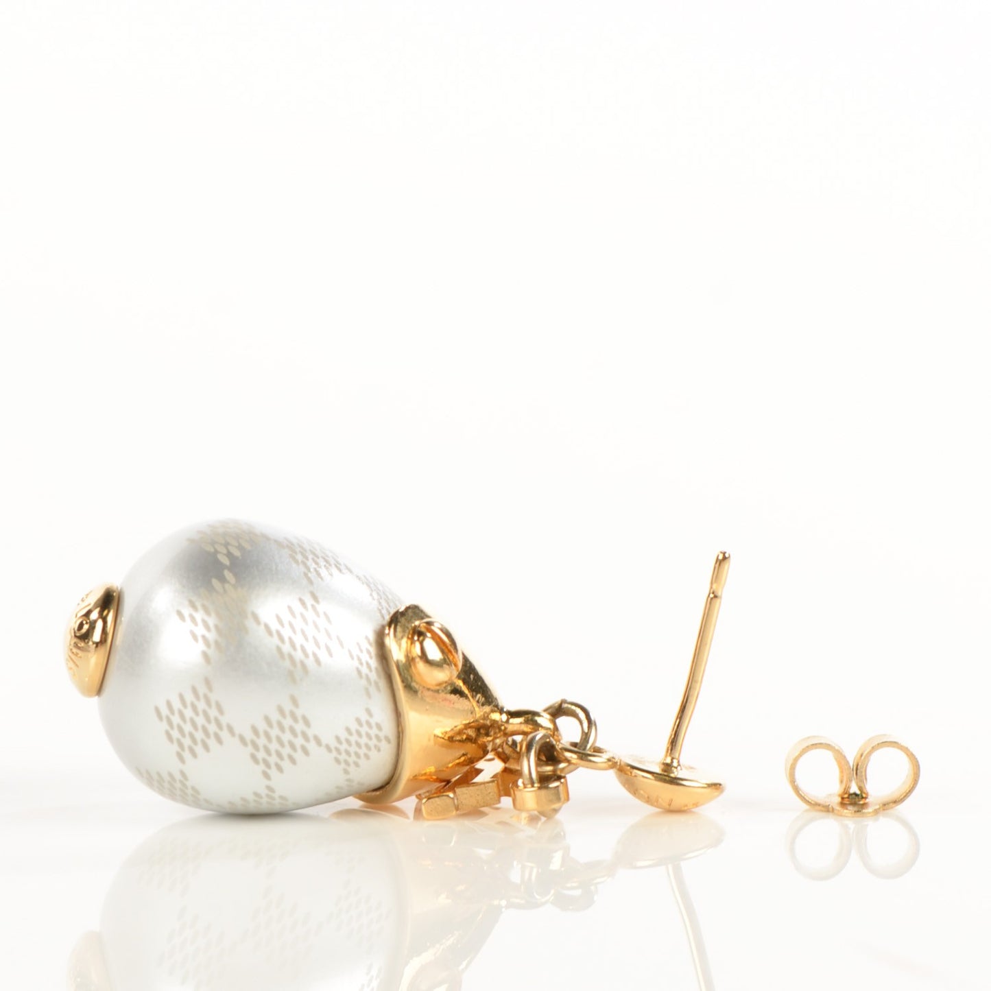 Damier Perle Drop Earrings Grey