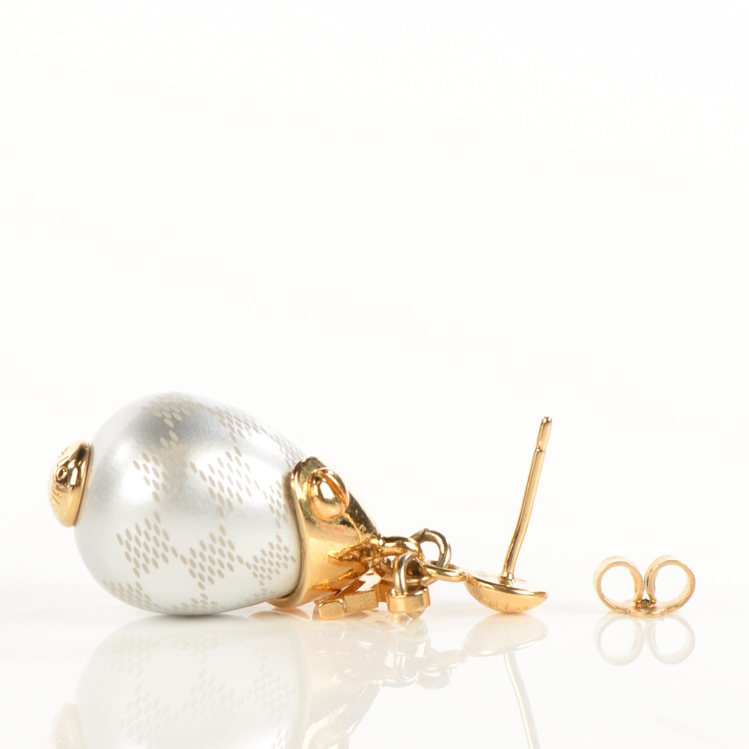 Louis Vuitton Damier Perle Drop Earrings Grey 5 of 6