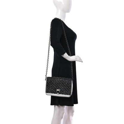 Proenza Schouler Lambskin Woven Small Courier Shoulder Bag Black White 2 of 12