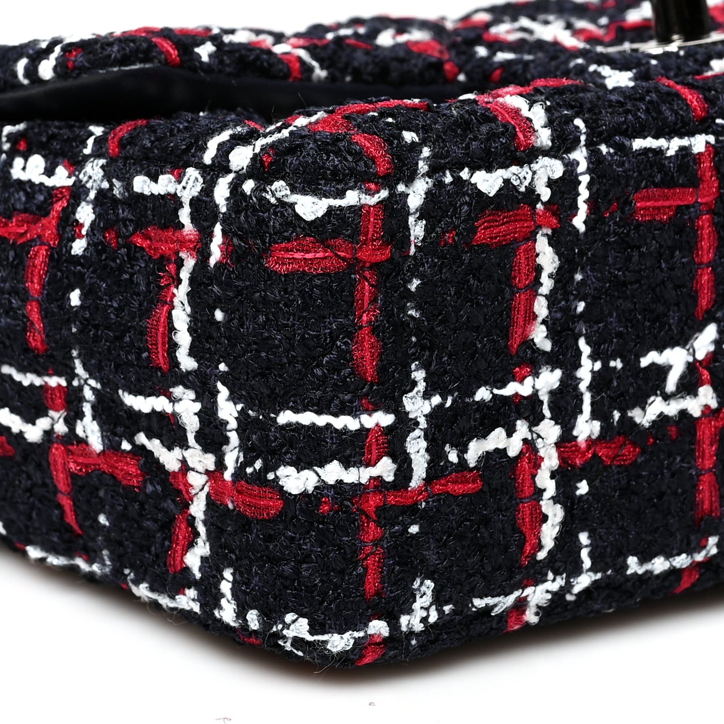 Tweed Quilted Mini Rectangular Flap Navy Blue White Red