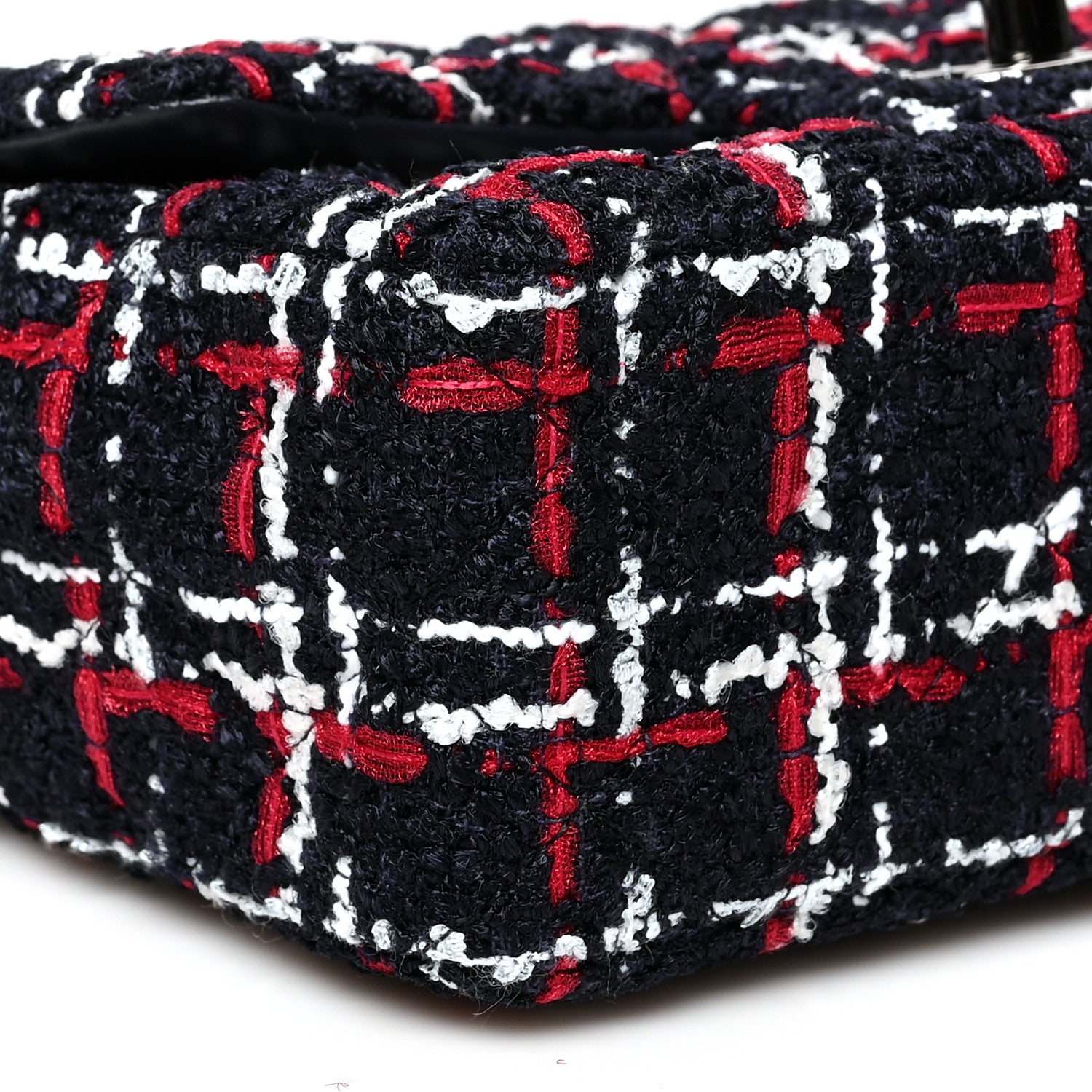 Chanel Tweed Quilted Mini Rectangular Flap Navy Blue White Red 8 of 10
