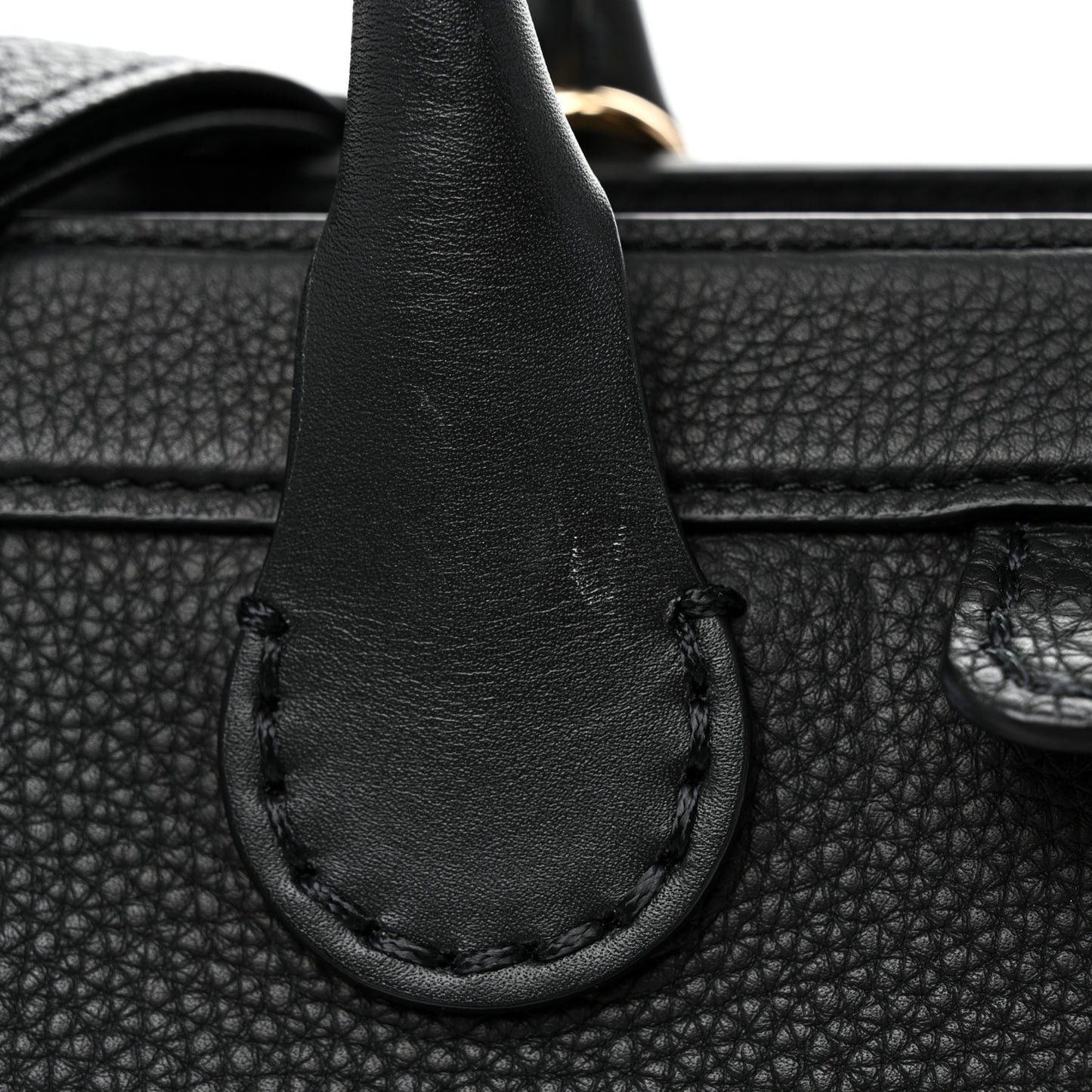 Grained Calfskin Small Edith Top Handle Bag Black