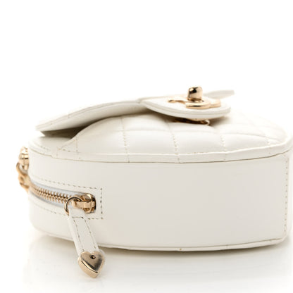 Chanel Lambskin Quilted CC In Love Heart Clutch With Chain White 9 of 10