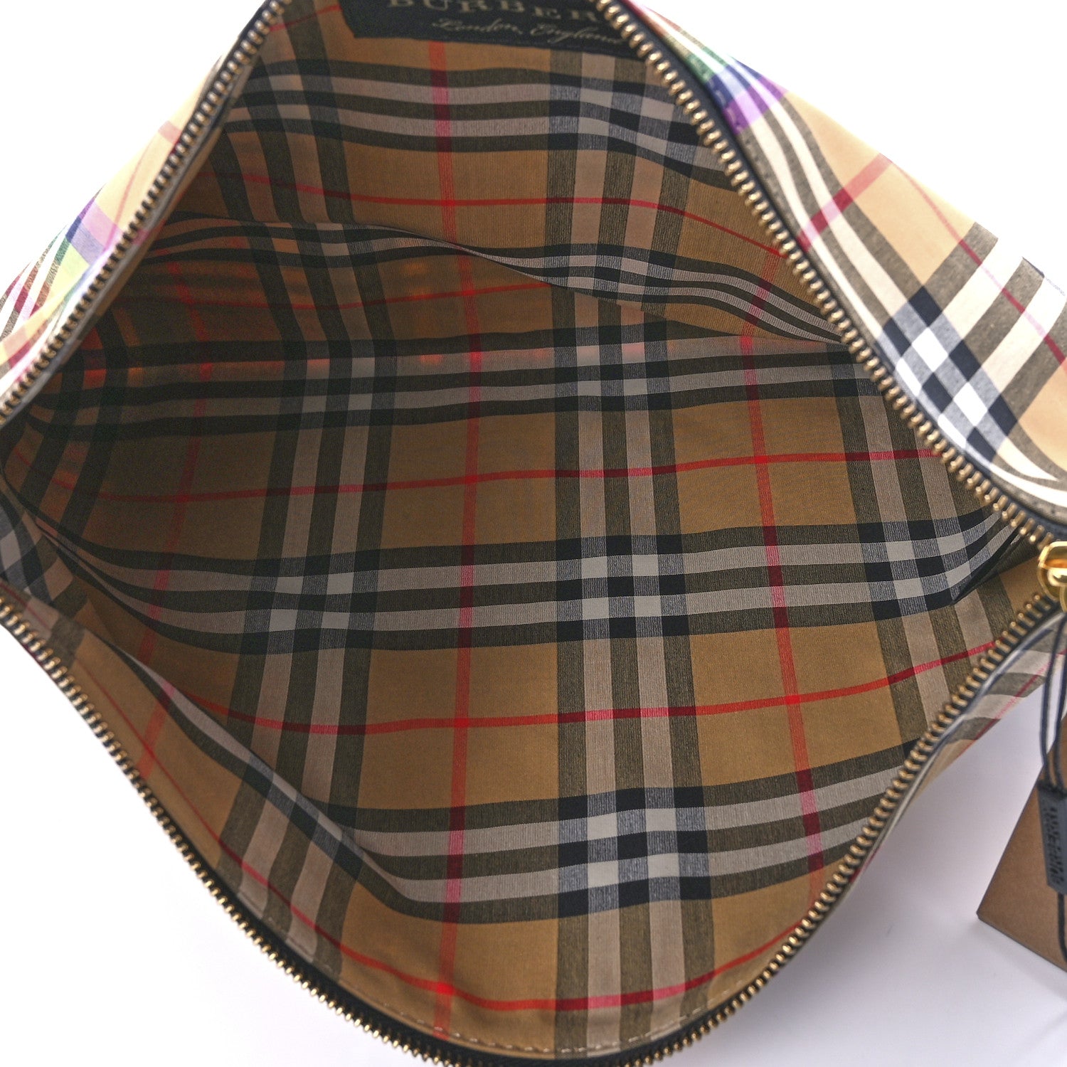 Burberry Vintage Rainbow Check Zip Pouch Antique Yellow 4 of 12