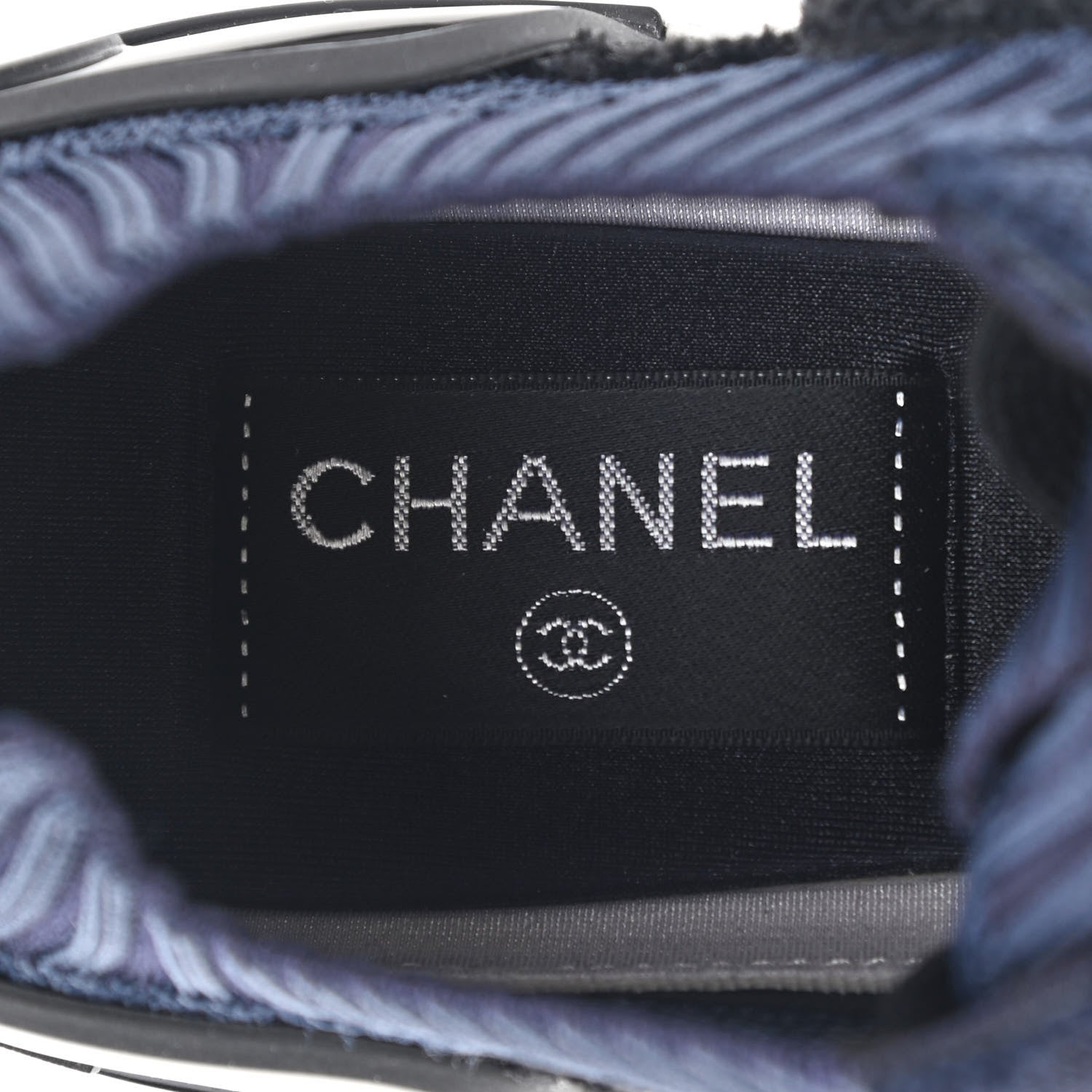 Chanel Fabric Logo Sneakers 36 Navy Black 12 of 14