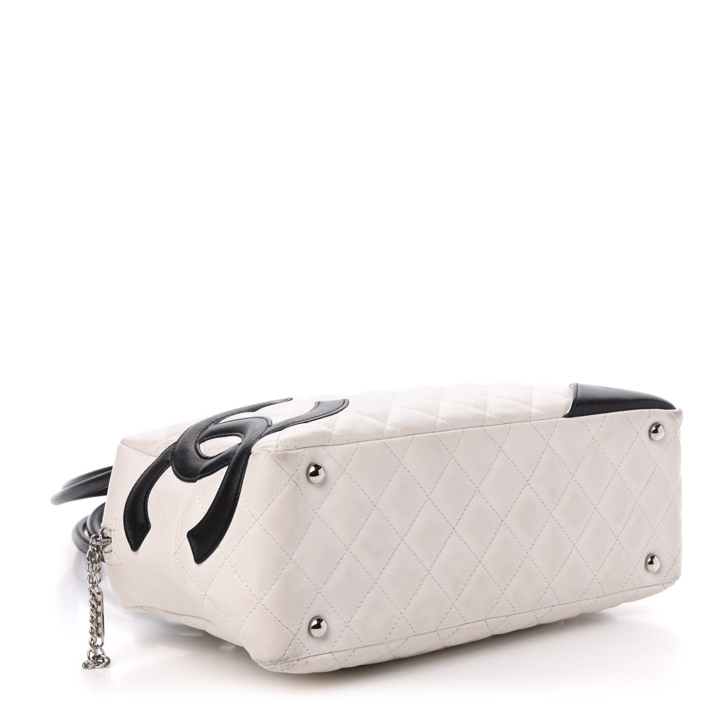 Calfskin Quilted Large Cambon Bowler White Black