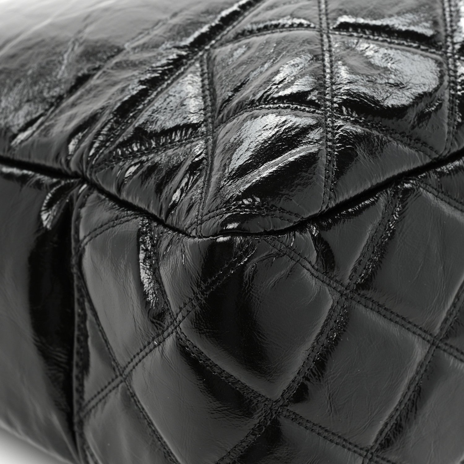 Chanel Shiny Aged Calfskin Quilted Large Shopping Bag Black 12 of 14