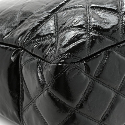 Chanel Shiny Aged Calfskin Quilted Large Shopping Bag Black 12 of 14