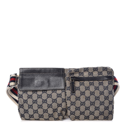 Gucci GG Monogram Web Double Pocket Belt Bag Navy 1 of 12