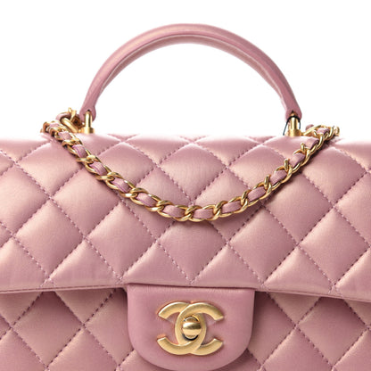 Chanel Iridescent Lambskin Quilted Mini Top Handle Rectangular Flap Pink 10 of 11