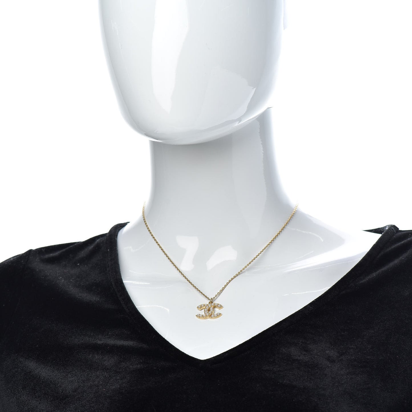 Pearl CC Pendant Necklace Gold