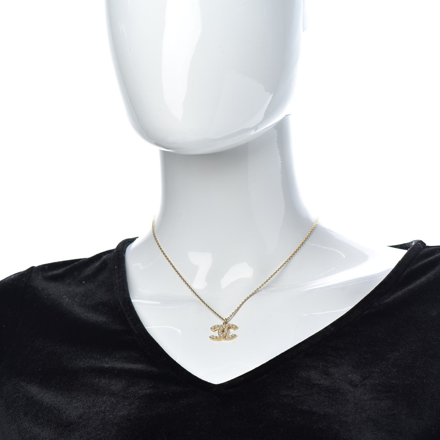 Chanel Pearl CC Pendant Necklace Gold 2 of 6