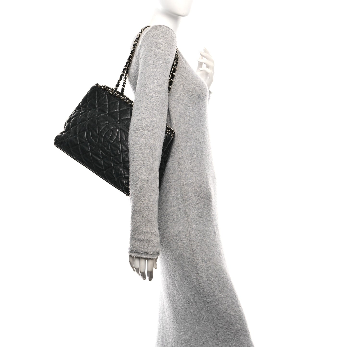 Calfskin Quilted Small Chain Me Tote Black