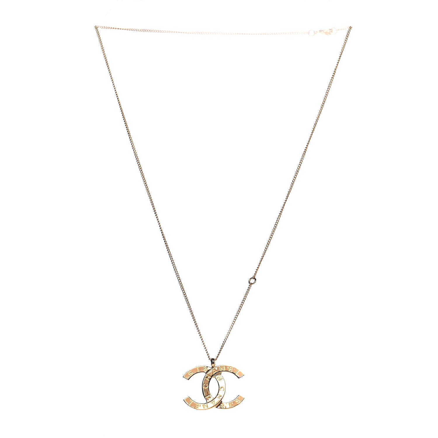 Chanel Metal CC Paris Button Necklace Gold 2 of 4