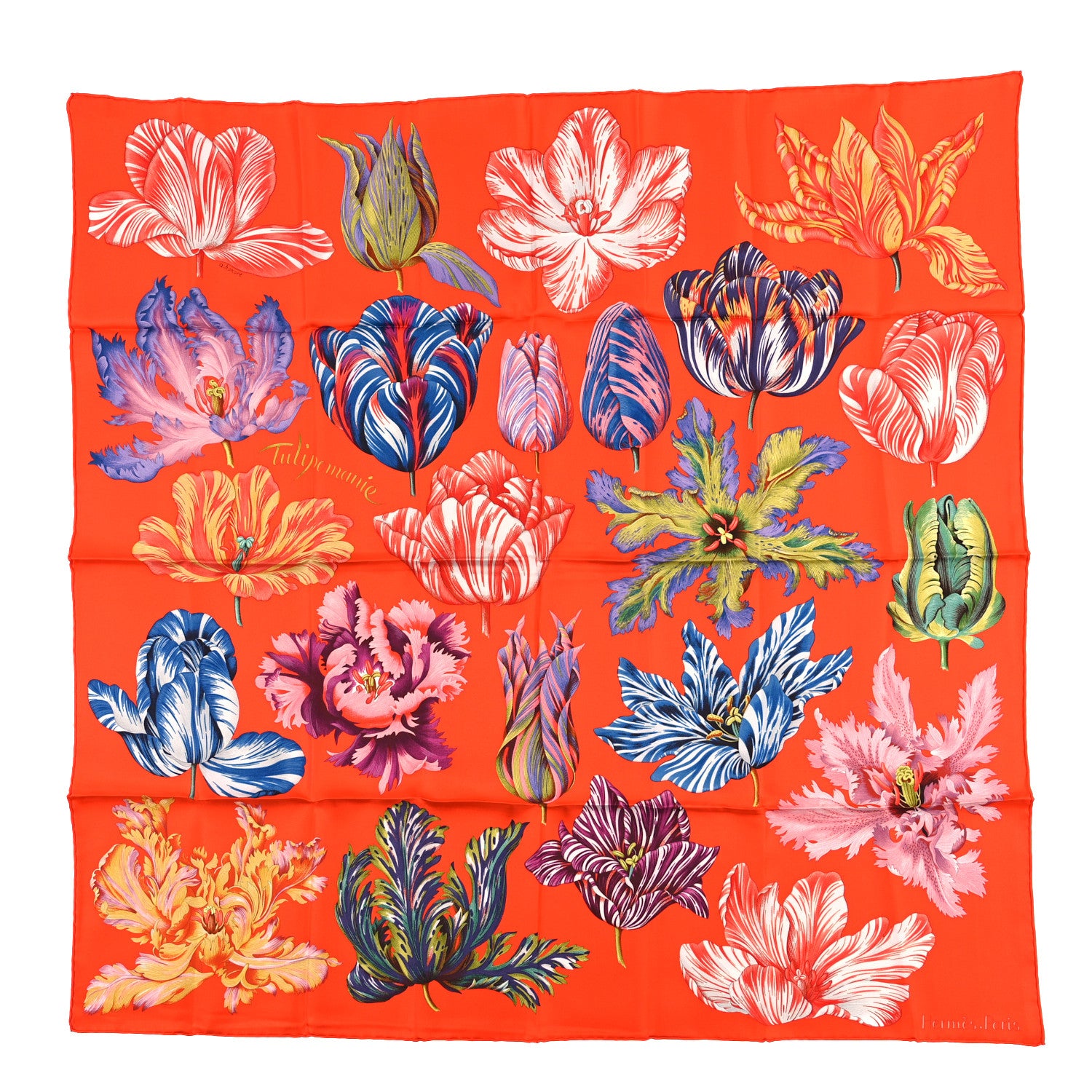 Hermes Silk Tulipomanie Scarf 90 Vermillon Rose Multicolor 1 of 3