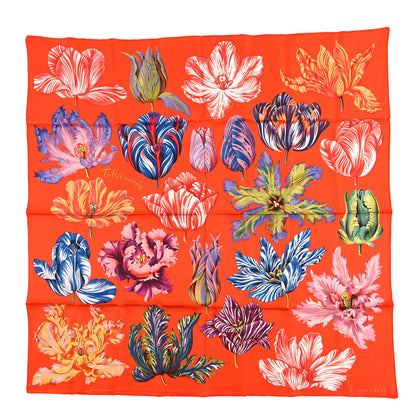 Hermes Silk Tulipomanie Scarf 90 Vermillon Rose Multicolor 1 of 3
