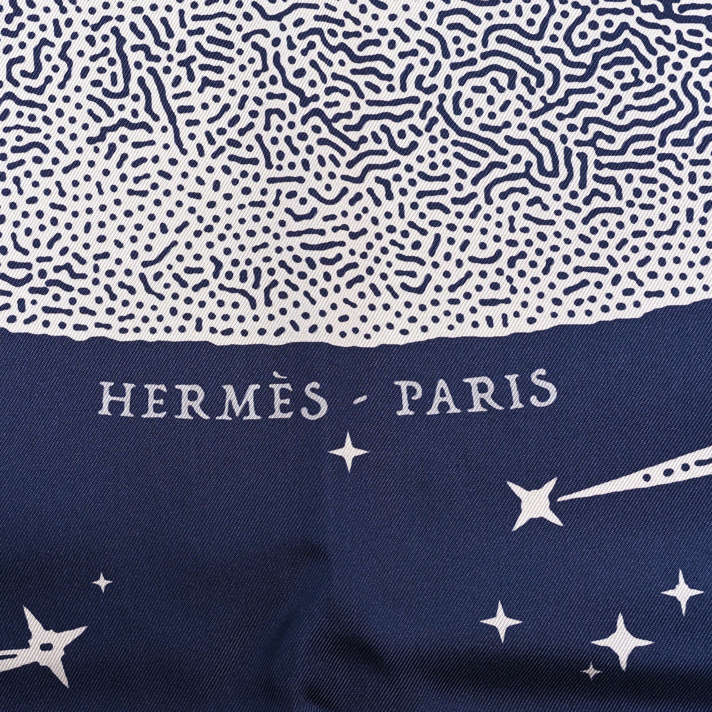Silk Clair De Lune Double Face Scarf 90 Marine White Beige
