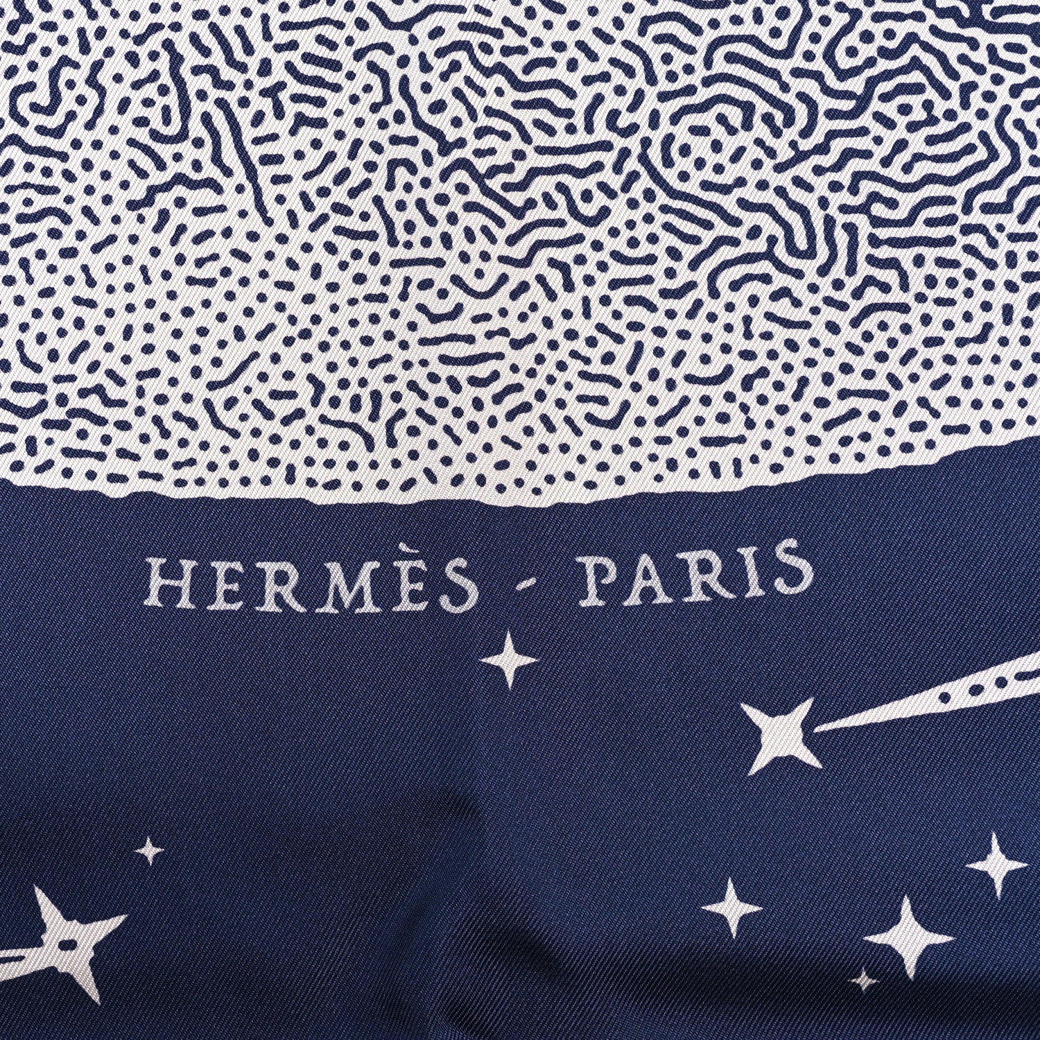 Hermes Silk Clair De Lune Double Face Scarf 90 Marine White Beige 2 of 4