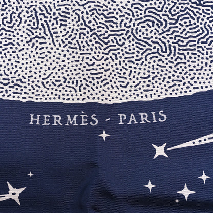 Hermes Silk Clair De Lune Double Face Scarf 90 Marine White Beige 2 of 4