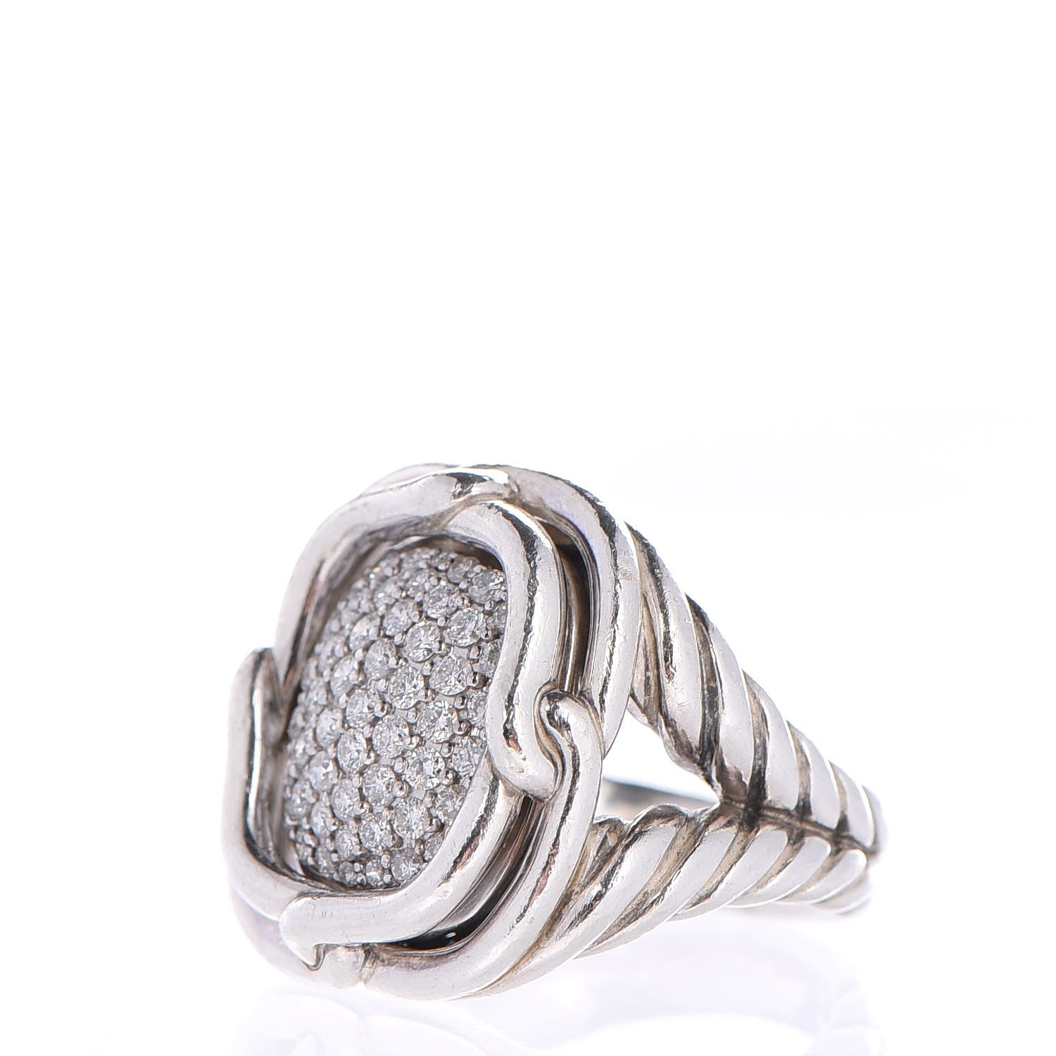 David Yurman Sterling Silver Diamond 16mm Large Labyrinth Ring 52 6 3 of 6