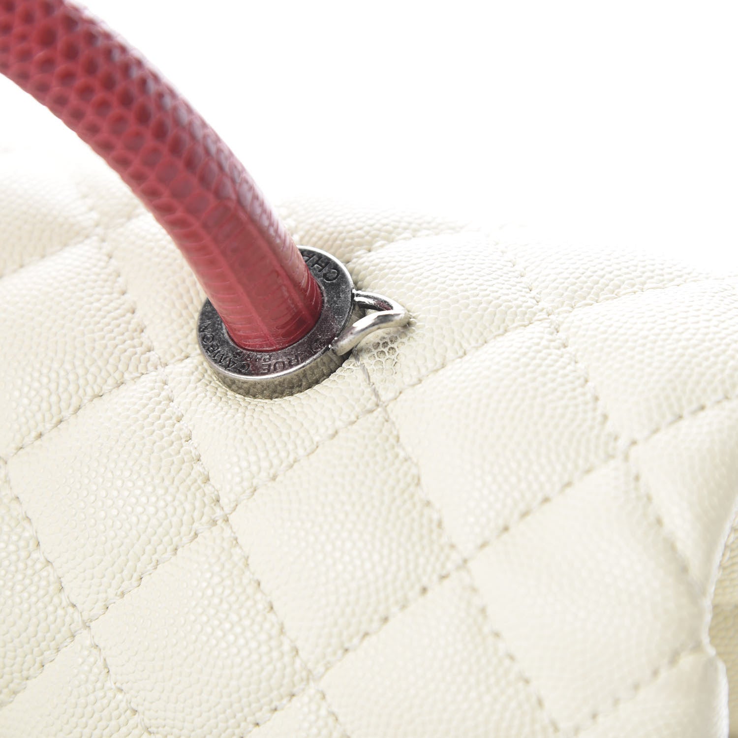 Chanel Caviar Lizard Quilted Medium Coco Handle Flap White 12 of 12
