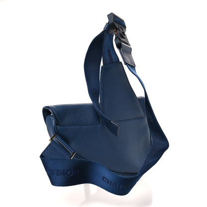 Christian Dior Grained Calfskin Mens Saddle Bag Navy Blue 3 of 11