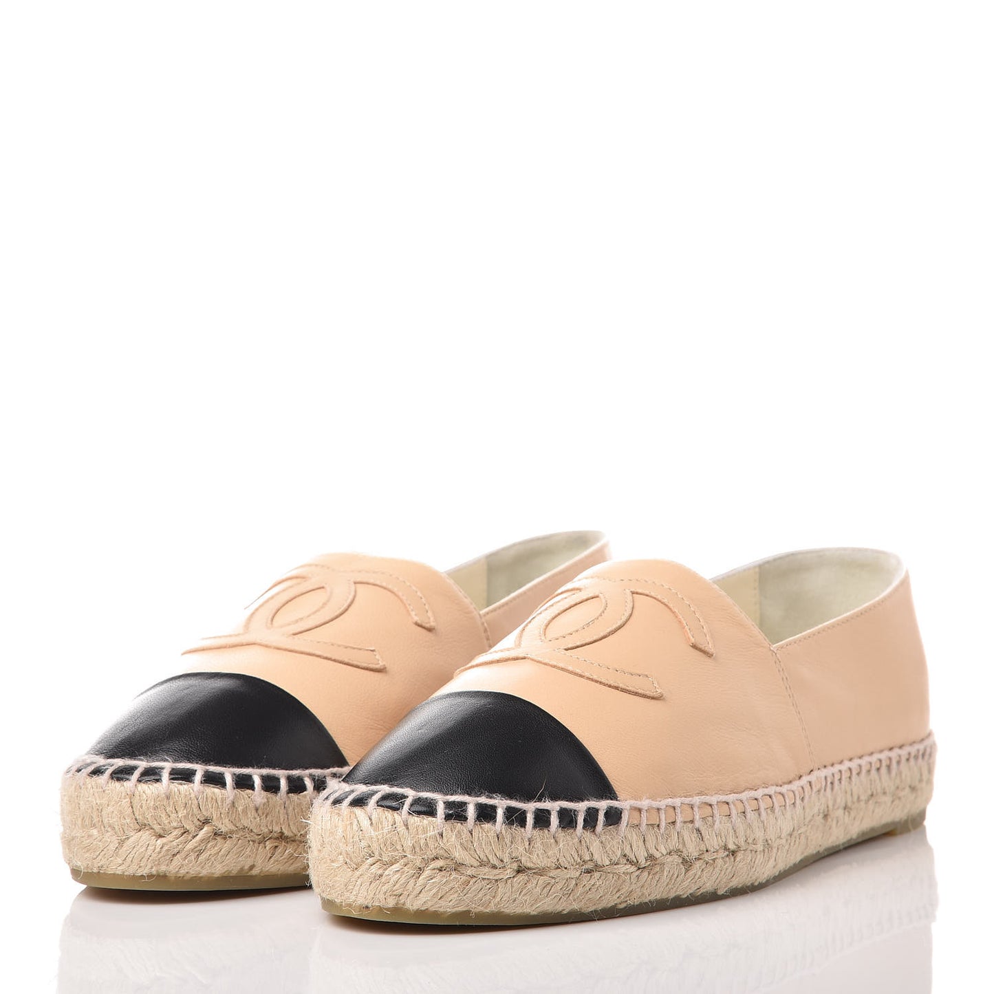 Lambskin CC Espadrilles 38 Beige Black