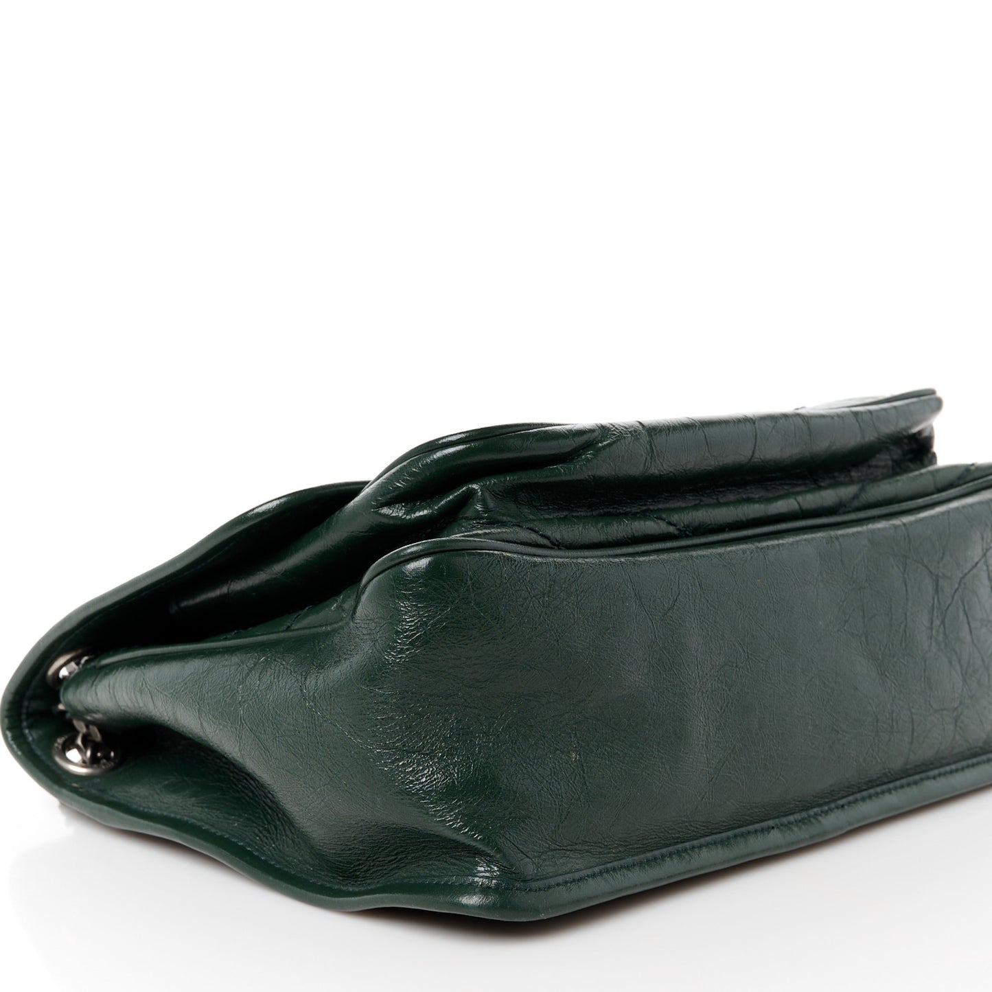 Crinkled Calfskin Matelasse Monogram Medium Niki Chain Satchel Military Olive