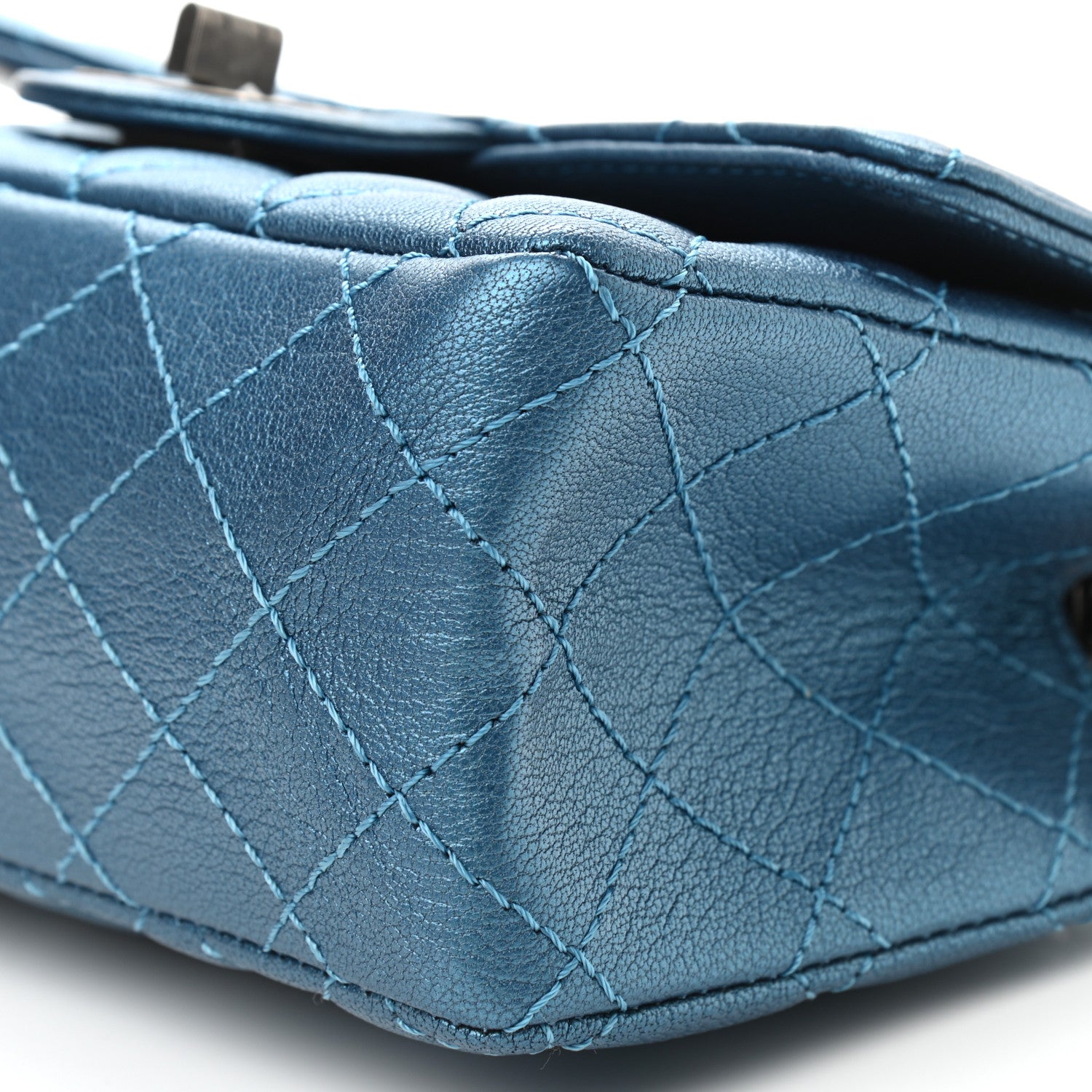 Chanel Metallic Sheepskin Quilted 2.55 Reissue Mini Flap Blue 9 of 9