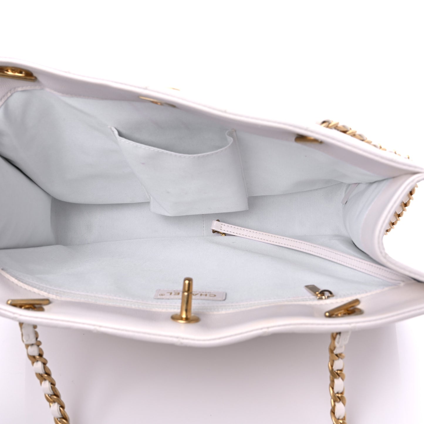 Caviar Quilted Sweet Classic Shopping Tote White