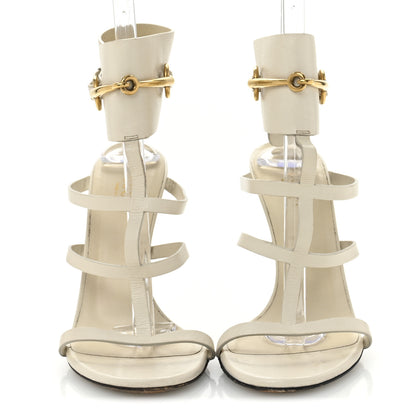 Gucci Calfskin Ursula Ankle Wrap Caged Sandals 37.5 Mystic White 3 of 12