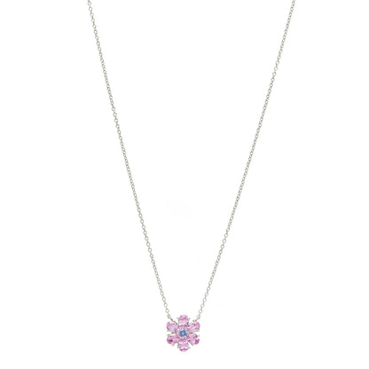 Tiffany Platinum Pink Purple Sapphire Flower Pendant Necklace 1 of 6