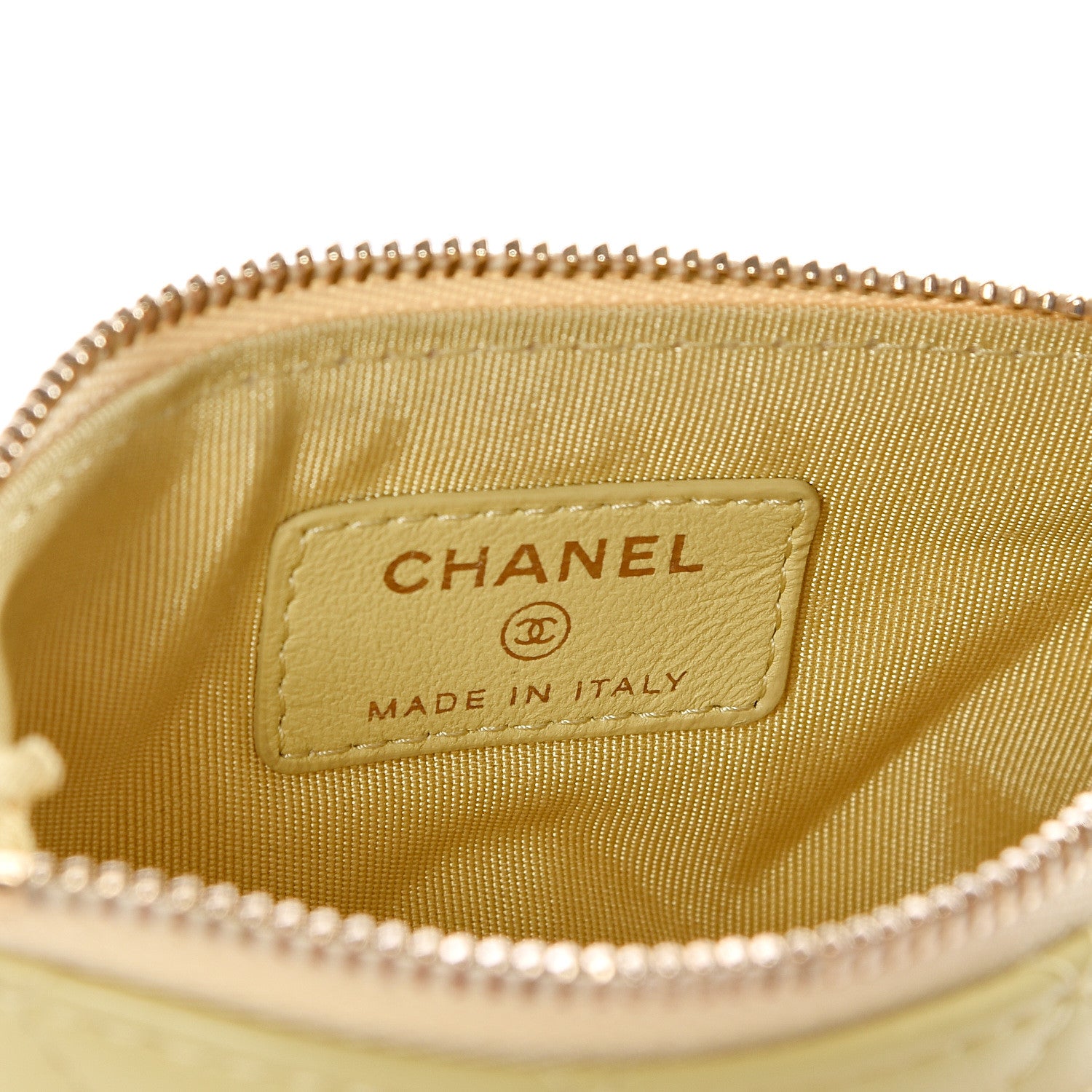 Chanel Lambskin Quilted Small Cosmetic Case Yellow 5 of 11