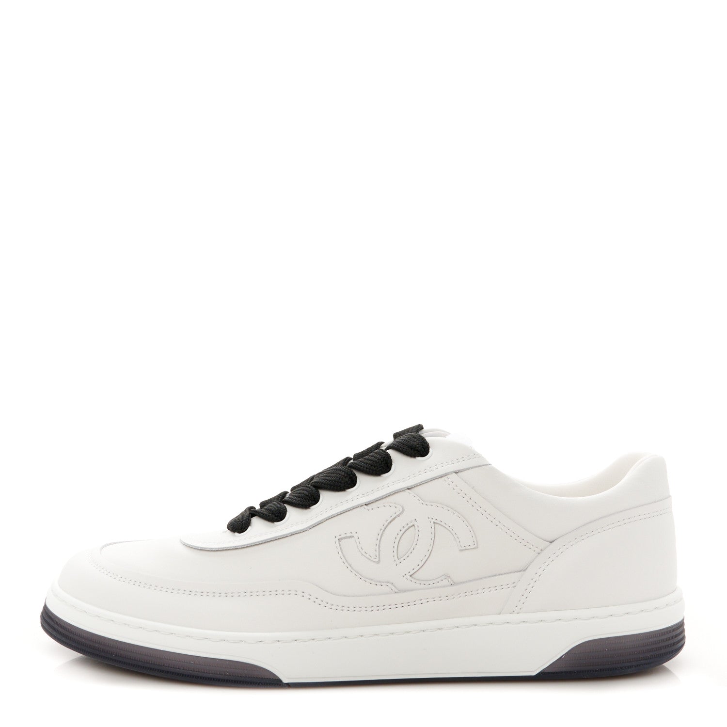 Chanel Calfskin CC Womens Sneakers 40 White Black 1 of 11
