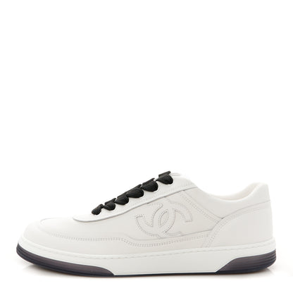 Chanel Calfskin CC Womens Sneakers 40 White Black 1 of 11