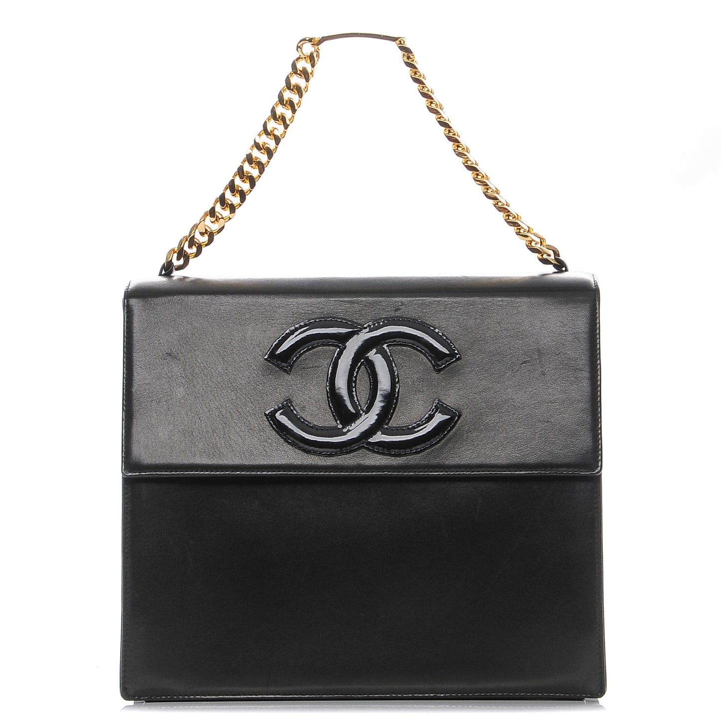 Lambskin Patent CC Flap Bag Black
