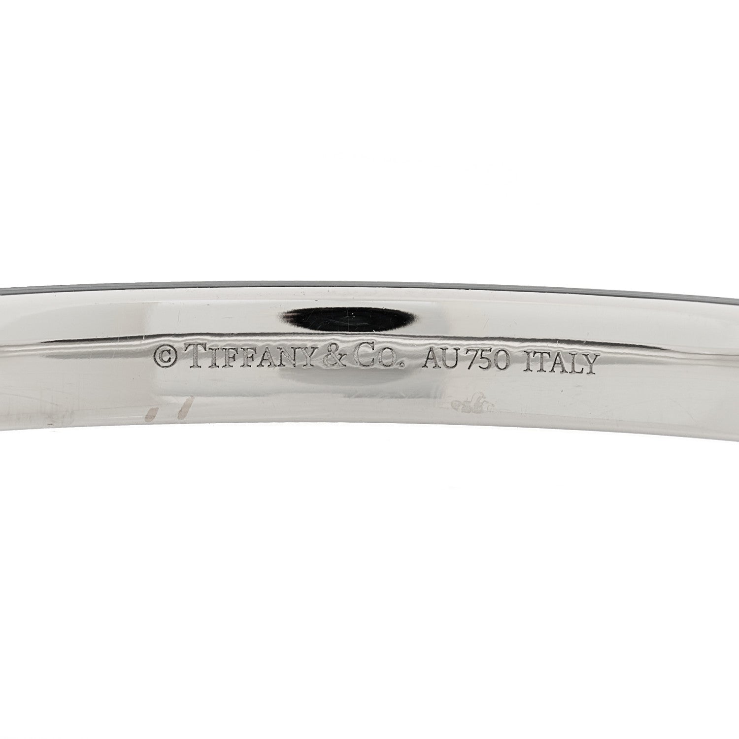 Tiffany 18K White Gold Diamond T Hinged Bangle Bracelet 2 of 4