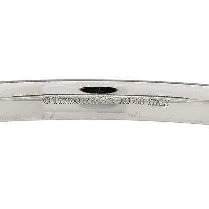 Tiffany 18K White Gold Diamond T Hinged Bangle Bracelet 2 of 4