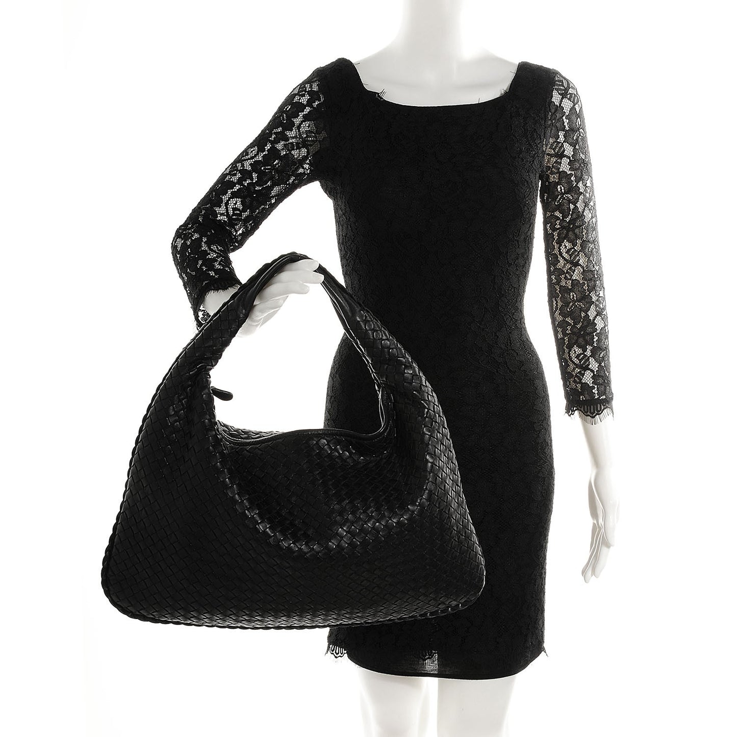Nappa Intrecciato Large Veneta Hobo Nero Black