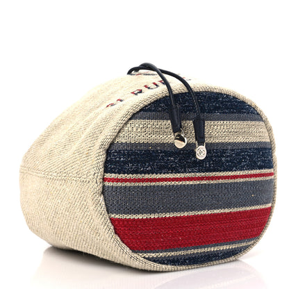 Chanel Striped Canvas Deauville Drawstring Bag Beige 4 of 7