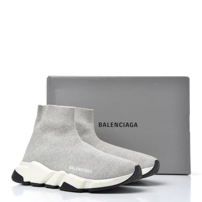 Balenciaga Sweatshirt Knit Bi-Color Sole Womens Speed Sneakers 39 Grey White Black 17 of 17